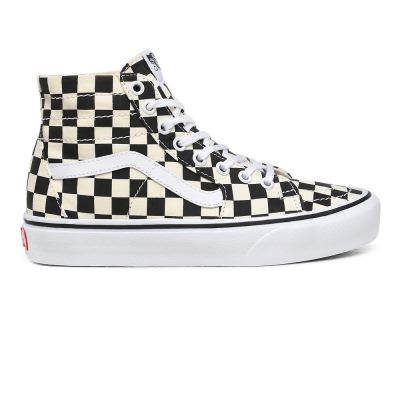 Vans Checkerboard Sk8-Hi Tapered - Kadın Bilekli Ayakkabı (Siyah Beyaz)